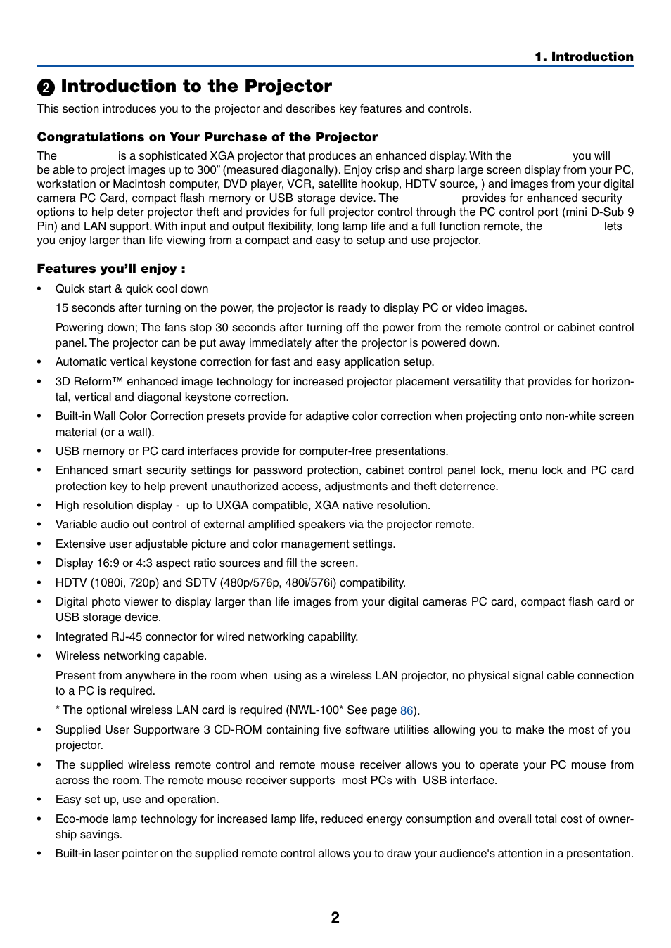 2) introduction to the projector, ᕢ introduction to the projector | Dukane 8774 User Manual | Page 12 / 130