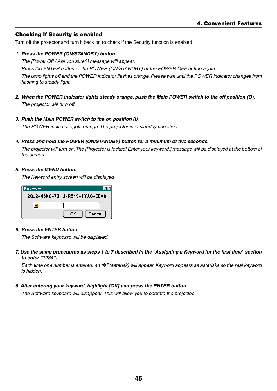 Checking if security is enabled | Dukane 8774 User Manual | Page 55 / 130