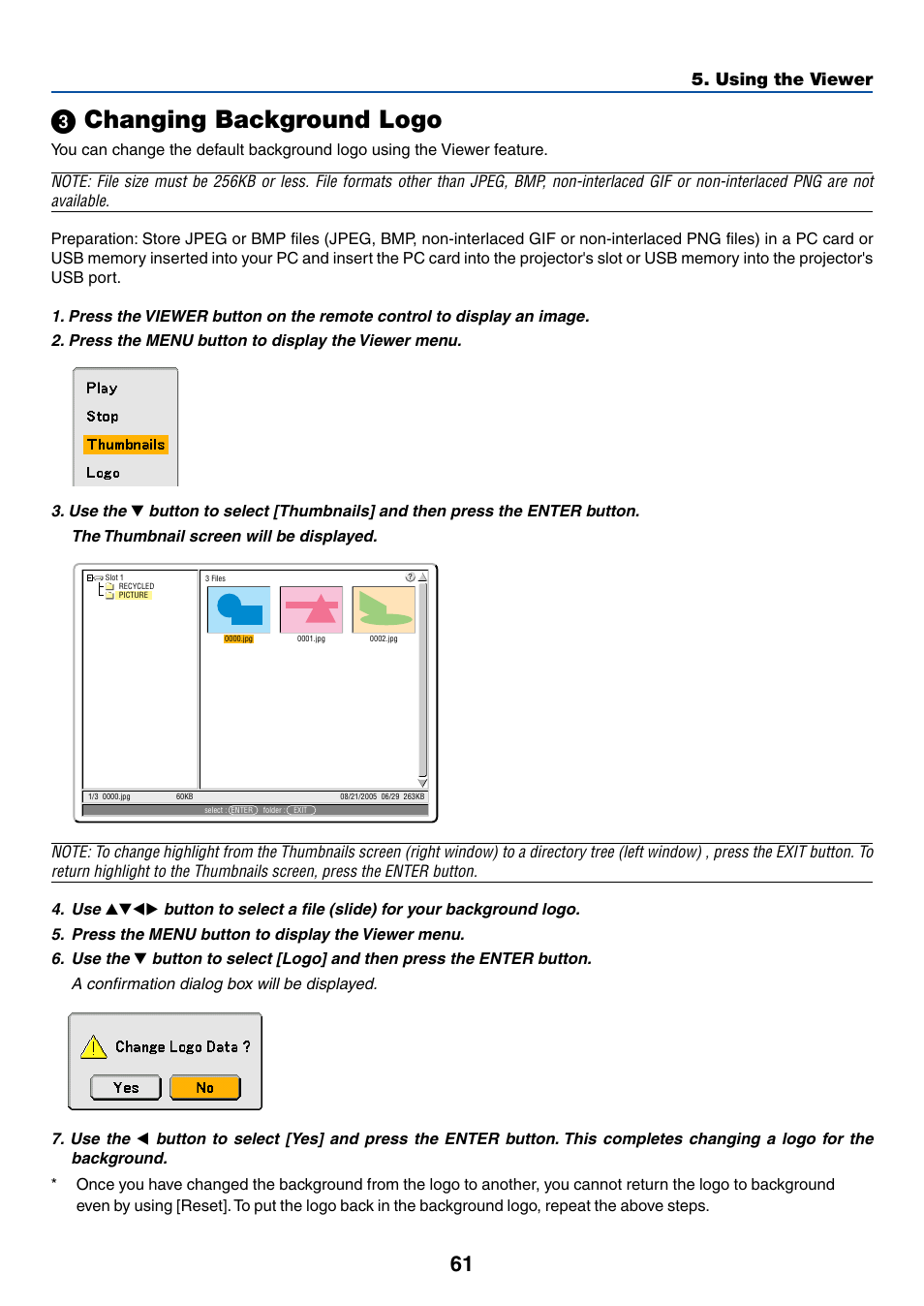 3) changing background logo, ᕣ changing background logo, Using the viewer | Dukane 8774 User Manual | Page 71 / 130