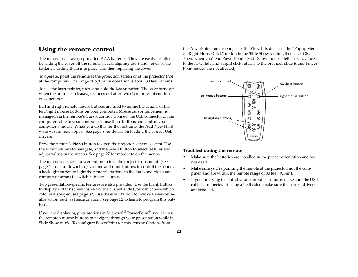 Using the remote control | Dukane 28A8757 User Manual | Page 25 / 46