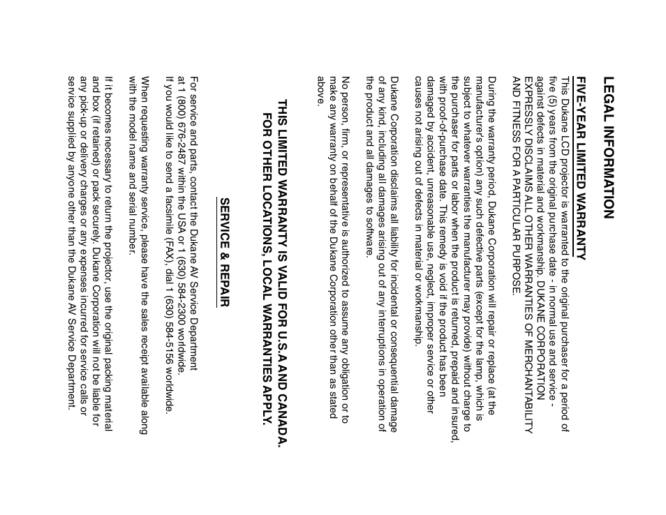 Legal informa tion | Dukane 28A8757 User Manual | Page 45 / 46