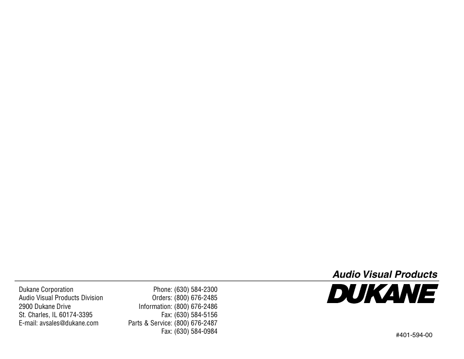 Audio visual products | Dukane 28A8757 User Manual | Page 46 / 46