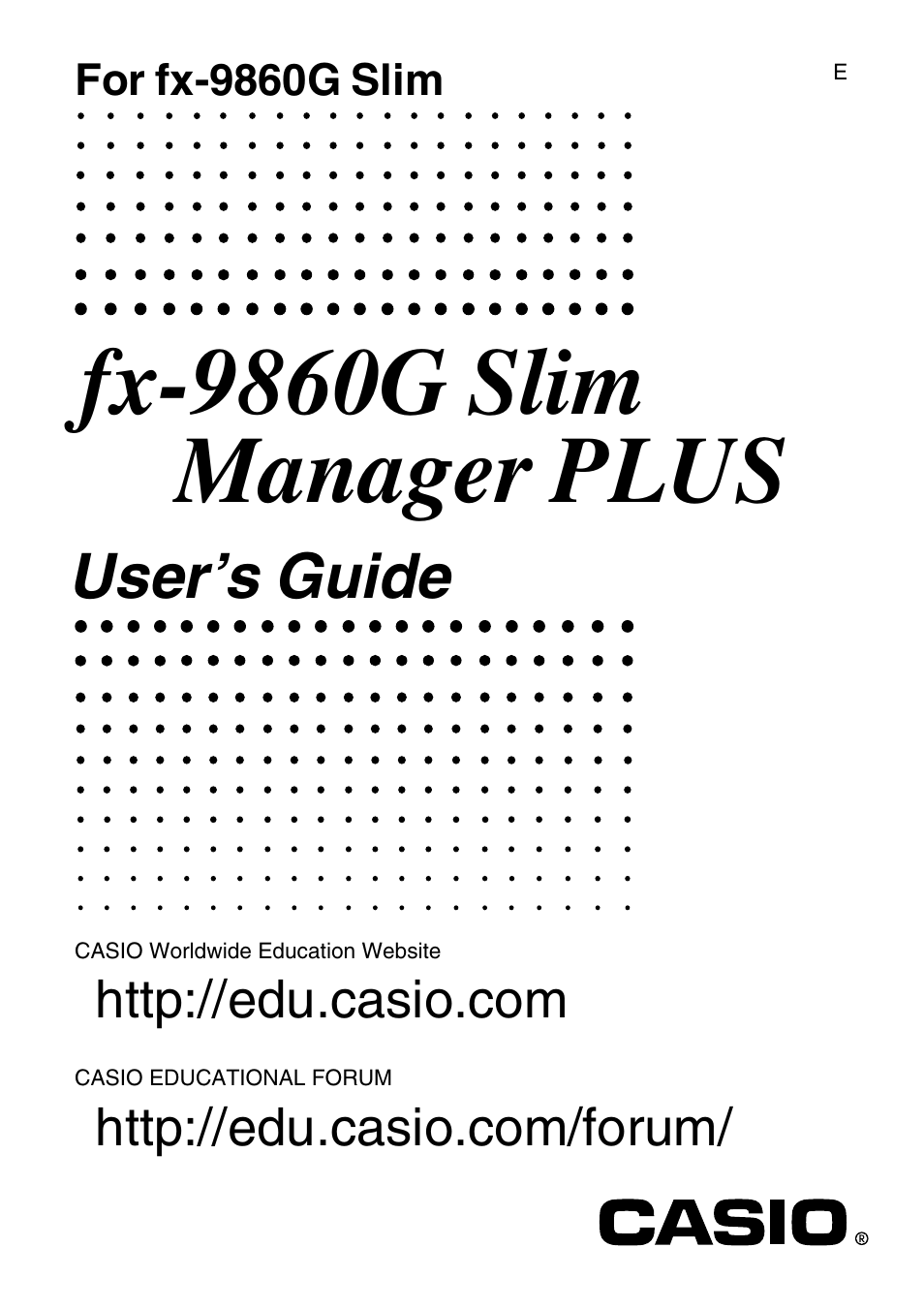 Casio fx-9860G SLIM Manager PLUS User Manual | 51 pages