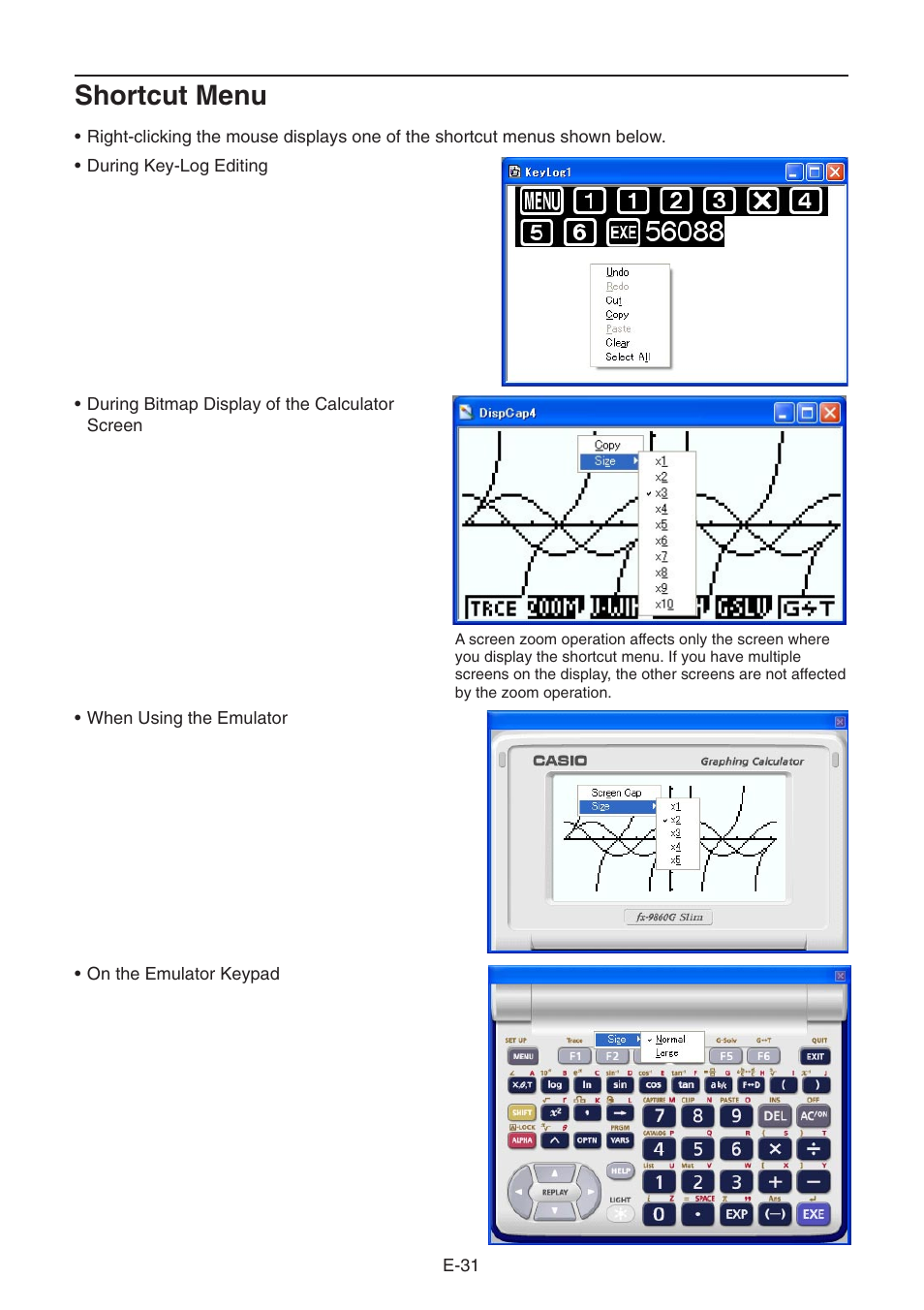 Shortcut menu | Casio fx-9860G SLIM Manager PLUS User Manual | Page 33 / 51