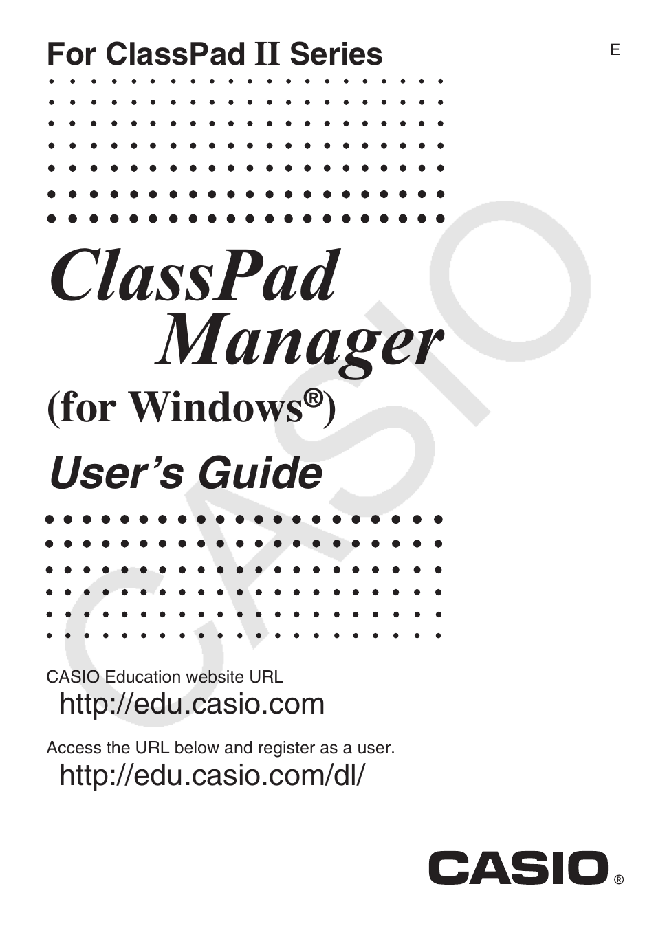 Casio ClassPad Manger for ClassPad II Series User Manual | 31 pages