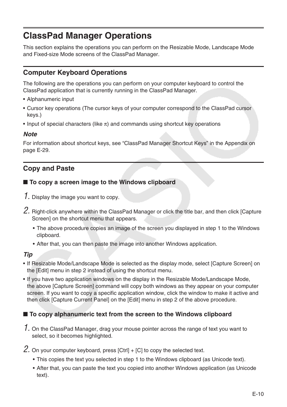 Classpad manager operations | Casio ClassPad Manger for ClassPad II Series User Manual | Page 11 / 31