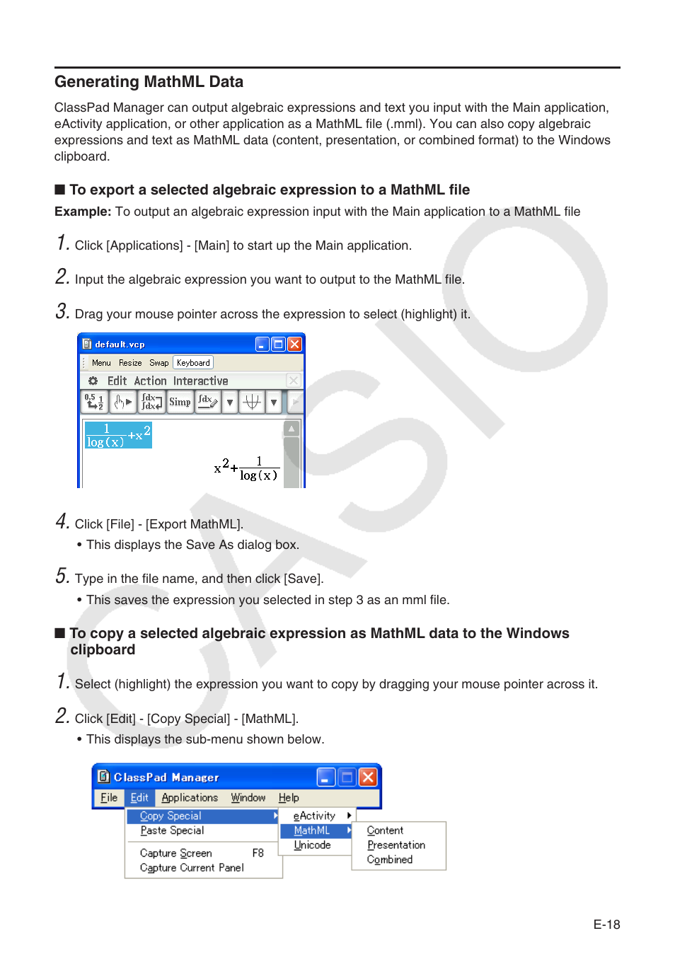 Casio ClassPad Manger for ClassPad II Series User Manual | Page 19 / 31