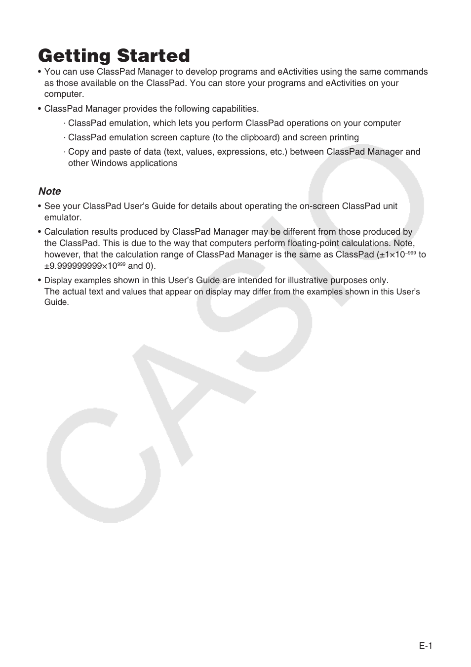 Getting started | Casio ClassPad Manger for ClassPad II Series User Manual | Page 2 / 31