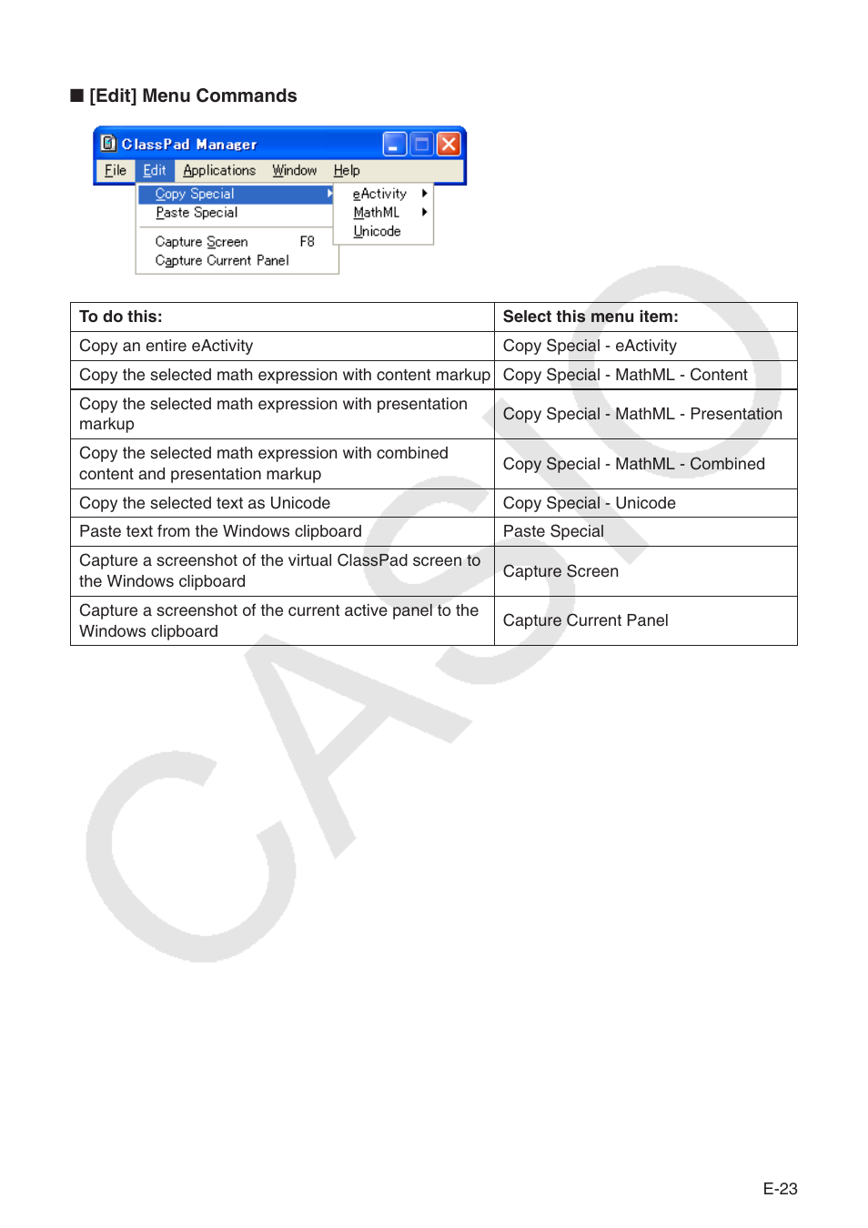 Casio ClassPad Manger for ClassPad II Series User Manual | Page 24 / 31