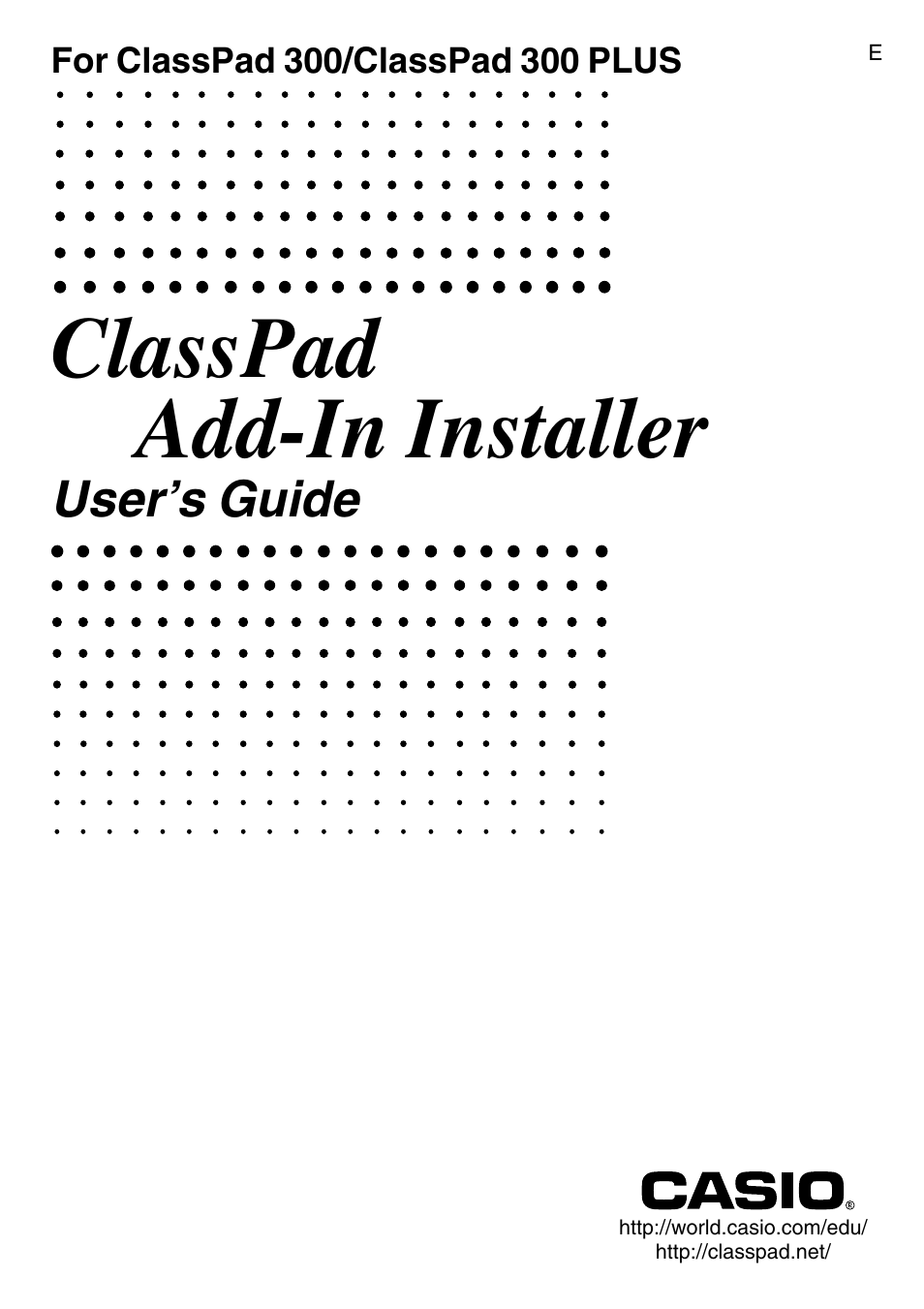 Casio ClassPad 300 User Manual | 18 pages