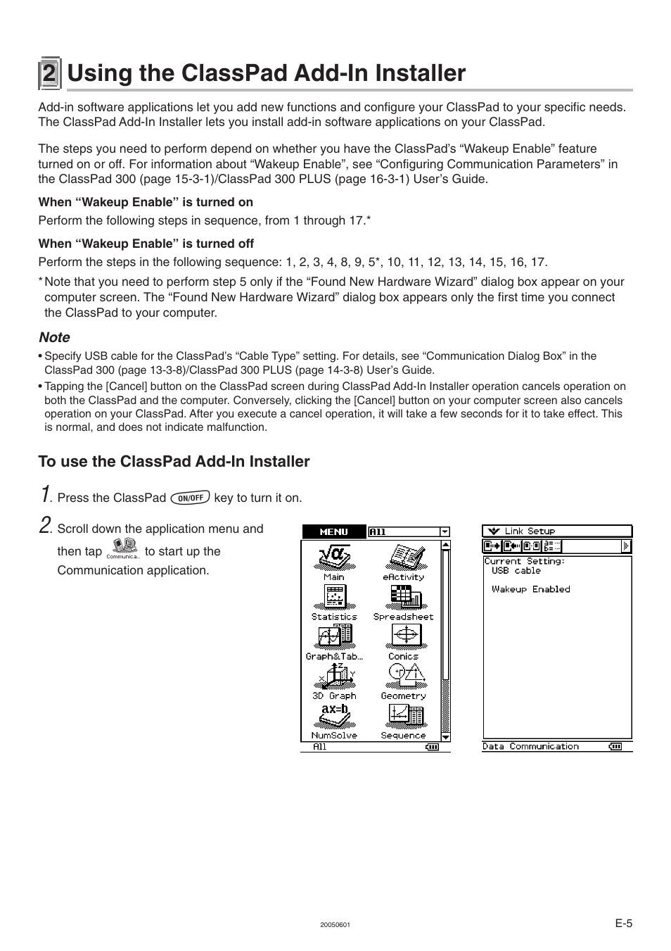 2 using the classpad add-in installer, To use the classpad add-in installer | Casio ClassPad 300 User Manual | Page 6 / 18