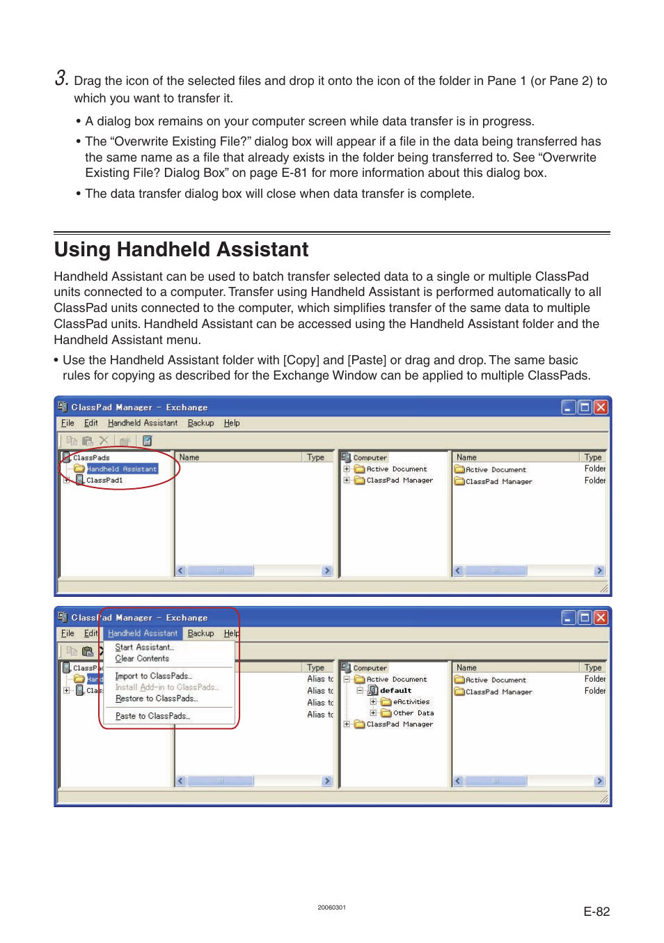 Using handheld assistant | Casio ClassPad Manager Version 3.0 User Manual | Page 84 / 113