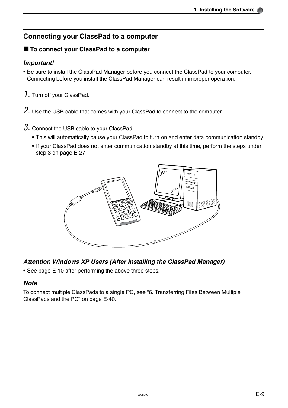 Connecting your classpad to a computer | Casio ClassPad Manager Version 2.2 User Manual | Page 11 / 59
