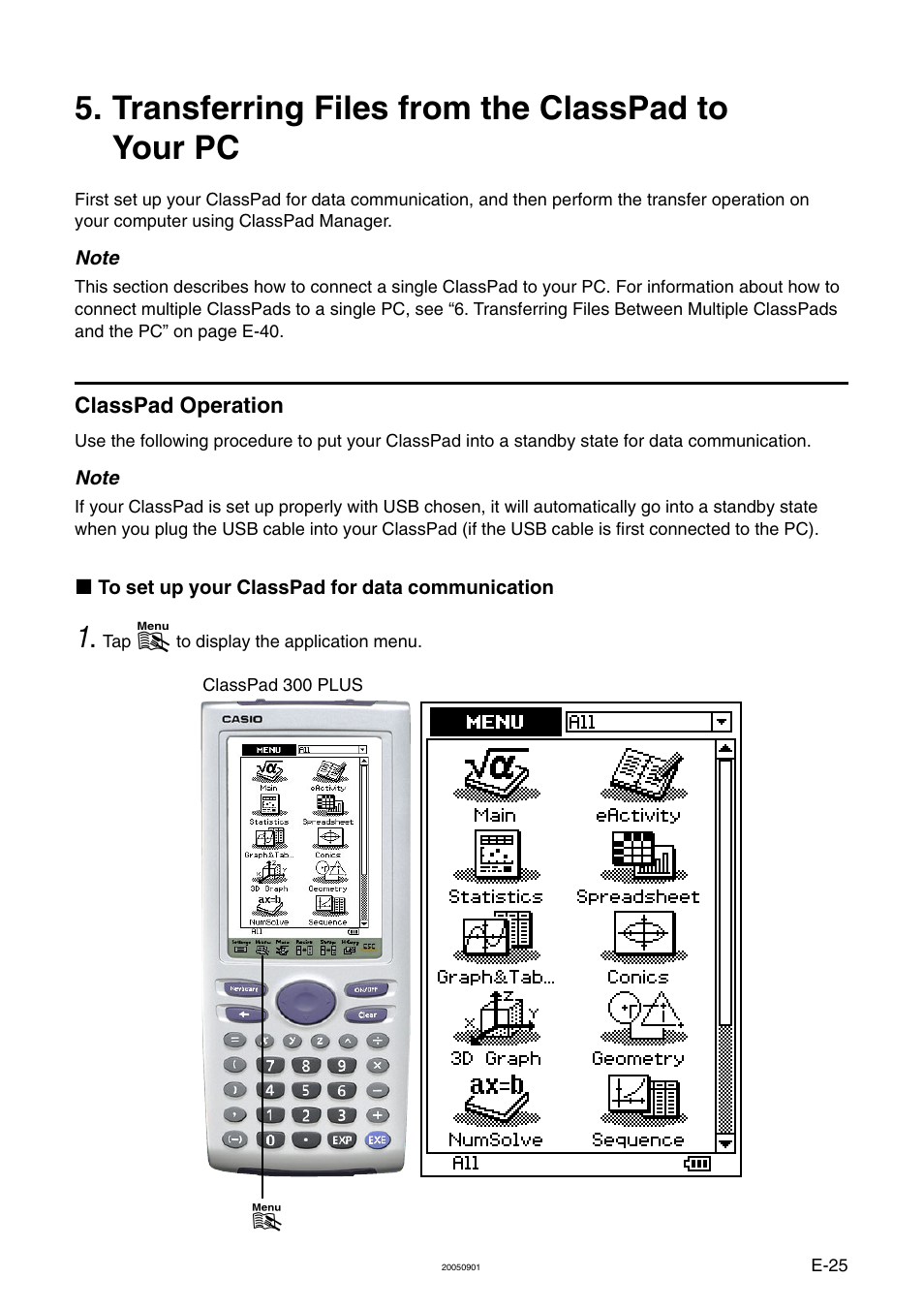 Transferring files from the classpad to your pc, Classpad operation | Casio ClassPad Manager Version 2.2 User Manual | Page 27 / 59