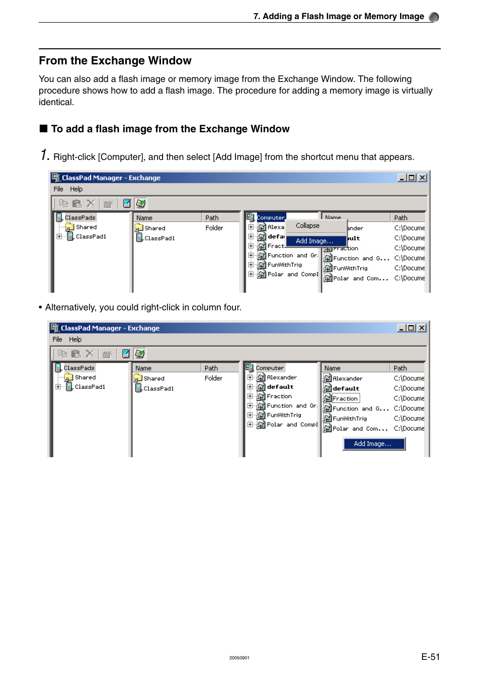 From the exchange window | Casio ClassPad Manager Version 2.2 User Manual | Page 53 / 59
