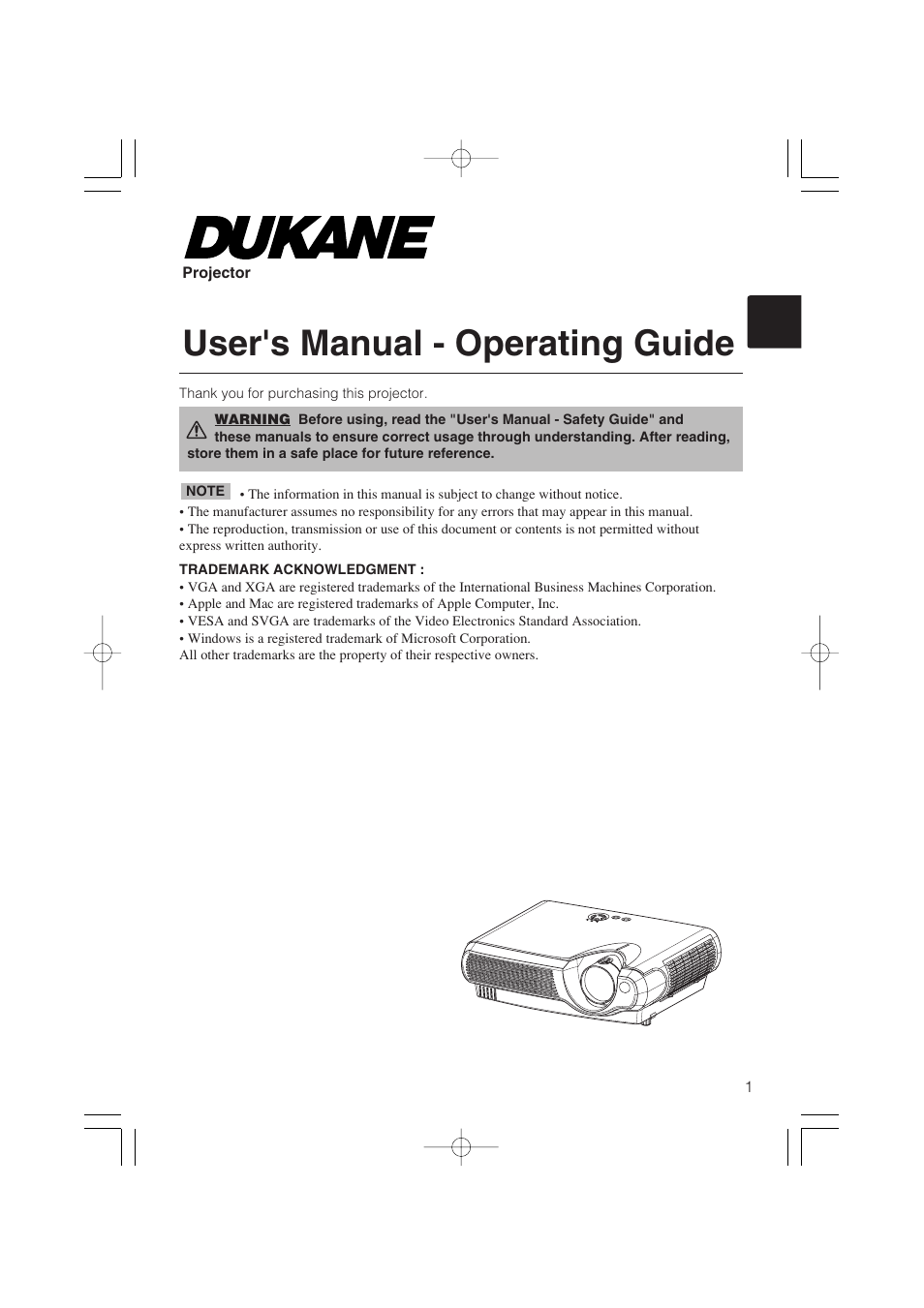 User's manual - operating guide | Dukane 8055 User Manual | Page 3 / 70