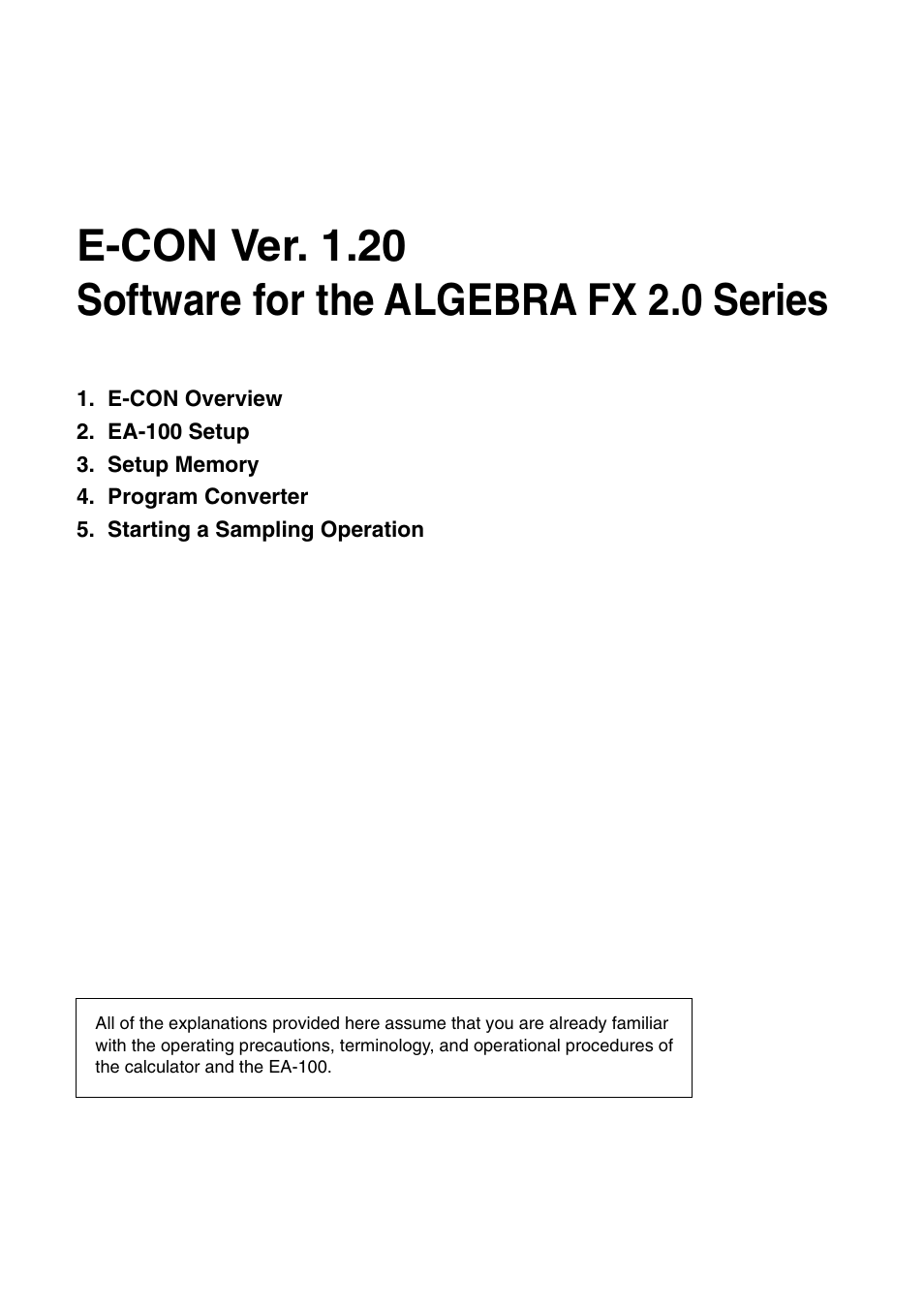 Casio E-CON Version 1.20 User Manual | 25 pages
