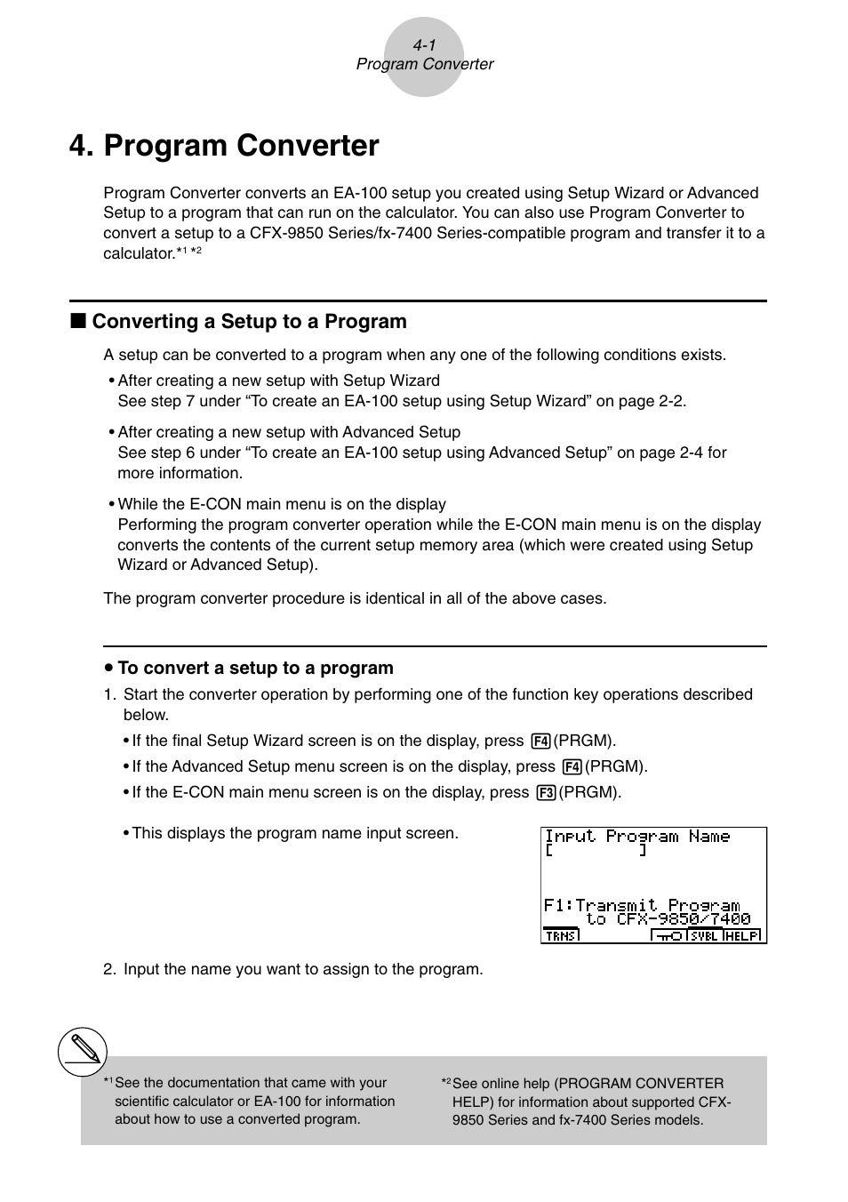 Program converter, K converting a setup to a program | Casio E-CON Version 1.20 User Manual | Page 21 / 25