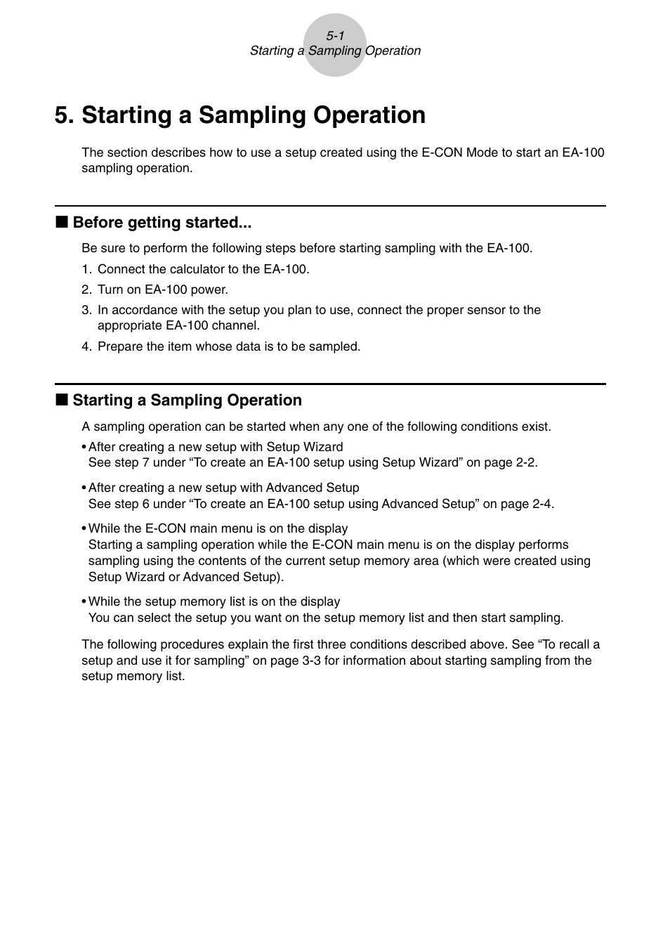 Starting a sampling operation | Casio E-CON Version 1.20 User Manual | Page 23 / 25