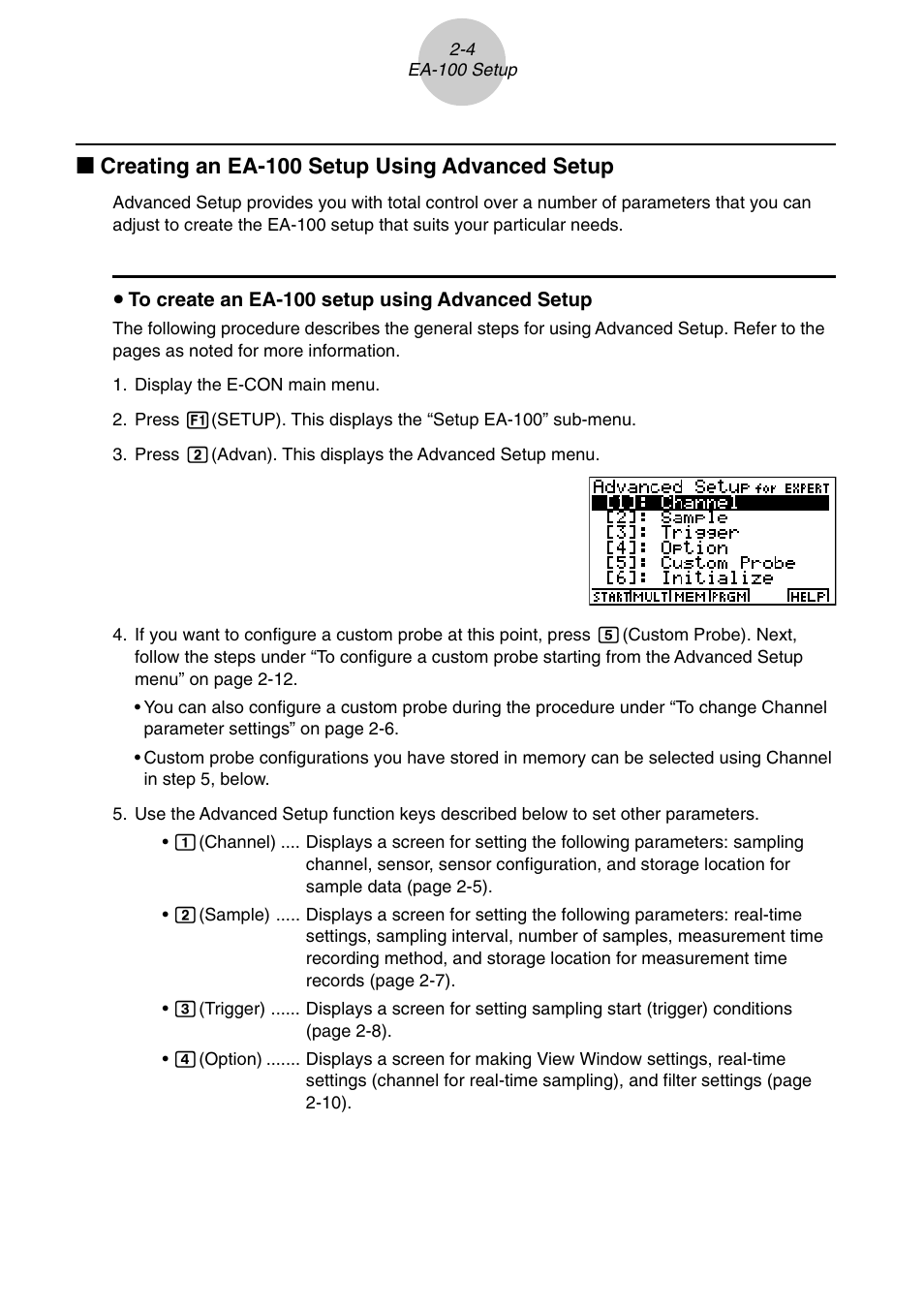 K creating an ea-100 setup using advanced setup | Casio E-CON Version 1.20 User Manual | Page 6 / 25