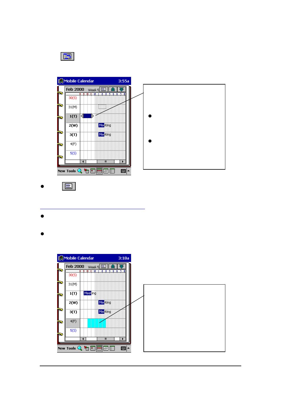 Weekly timetable view | Casio E-125 Mobile Calendar V.2.0 User Manual | Page 20 / 31