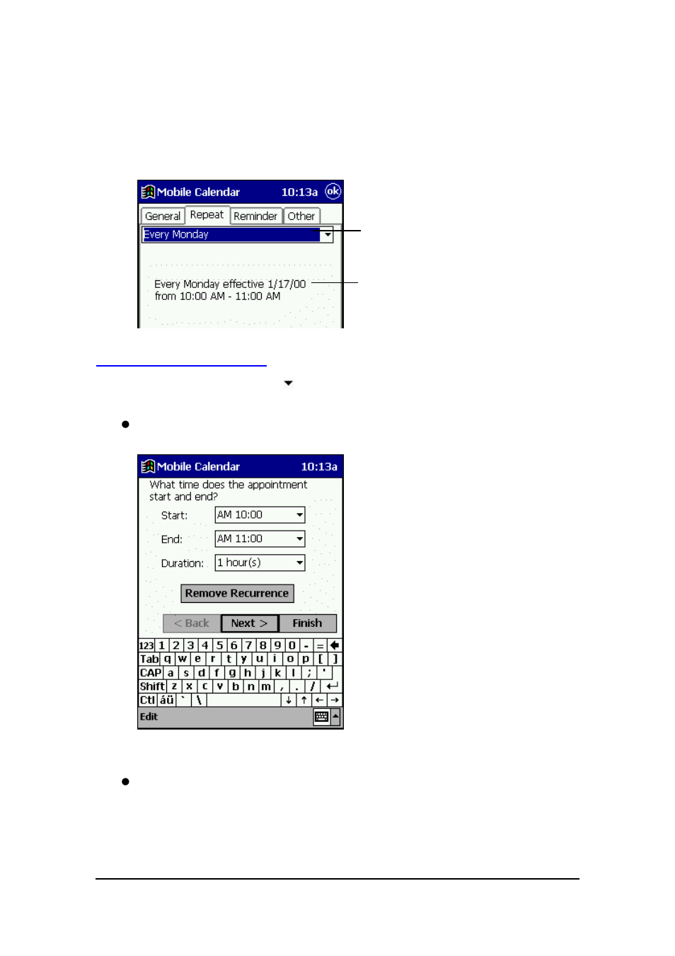 Setting up a repeat appointment | Casio E-125 Mobile Calendar V.2.0 User Manual | Page 7 / 31