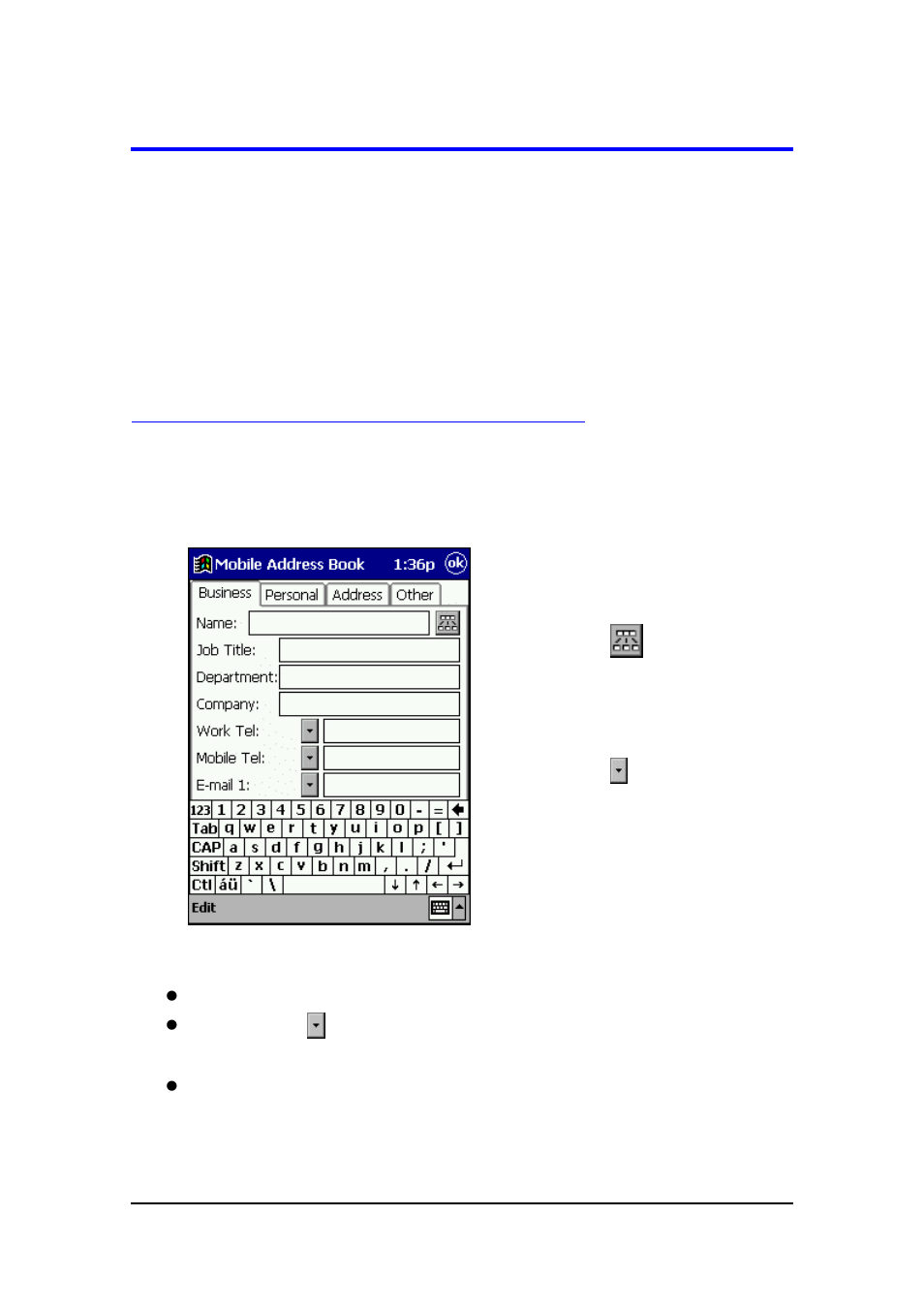 Inputting data with mobile address book, Inputting new data | Casio E-125 Mobile Address Book V.2.0 User Manual | Page 5 / 20