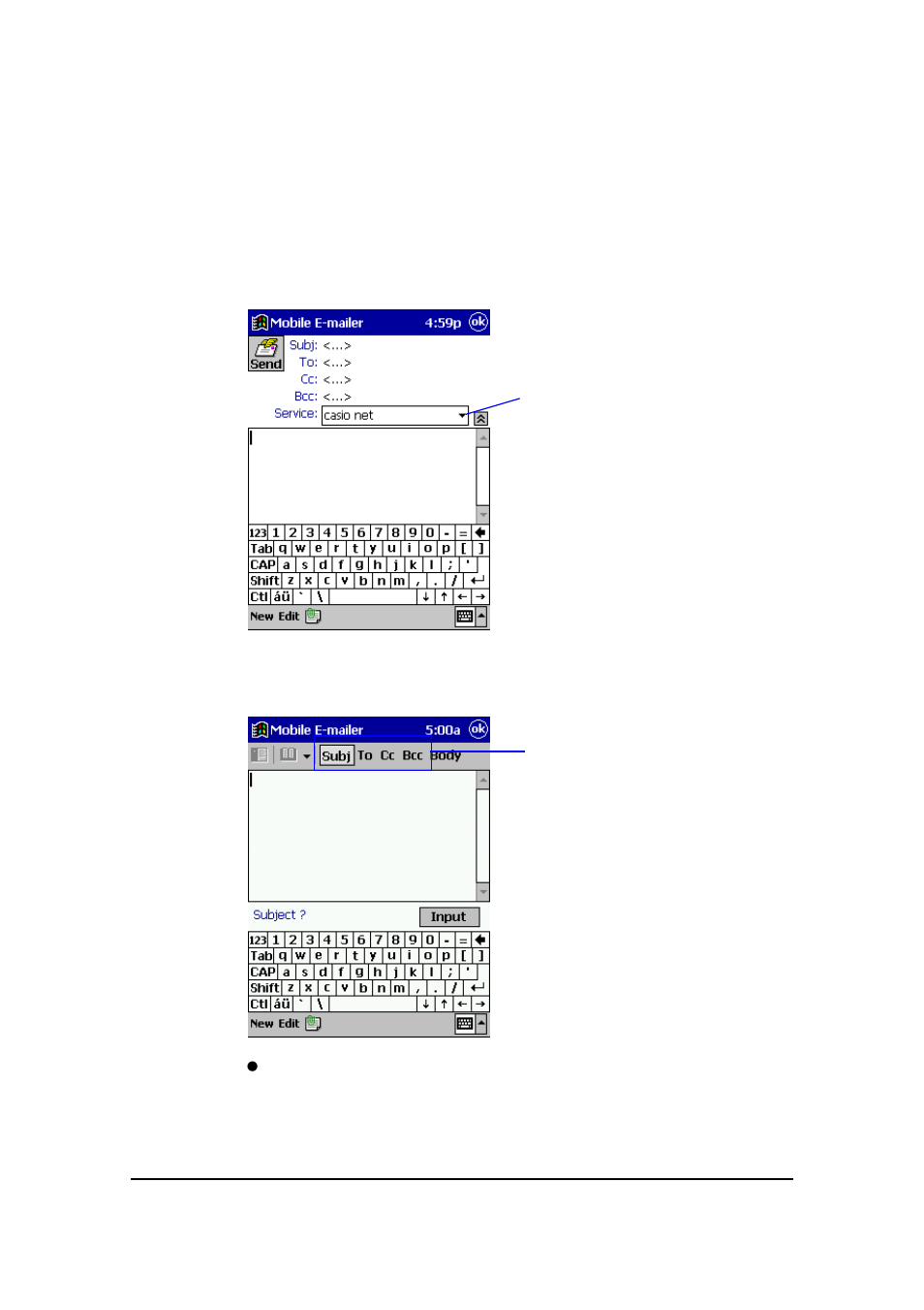 Creating a new message | Casio EM-500 Mobile E-mailer V.1.0 User Manual | Page 28 / 72