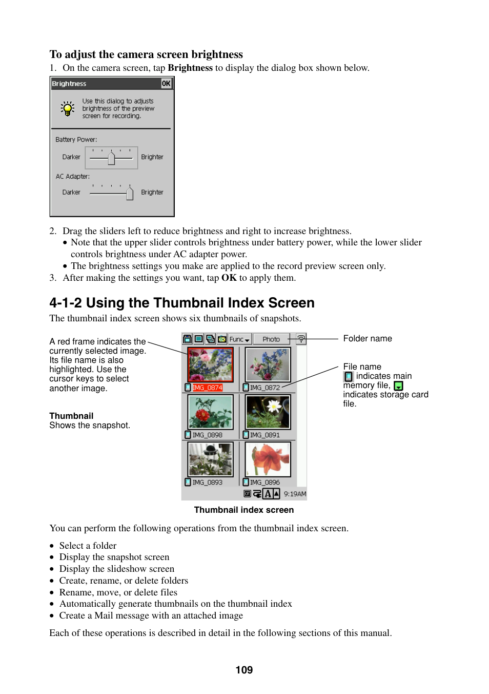 1-2 using the thumbnail index screen | Casio BE-300 User Manual | Page 109 / 163