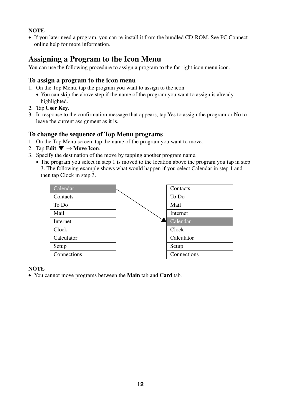 Assigning a program to the icon menu | Casio BE-300 User Manual | Page 12 / 163