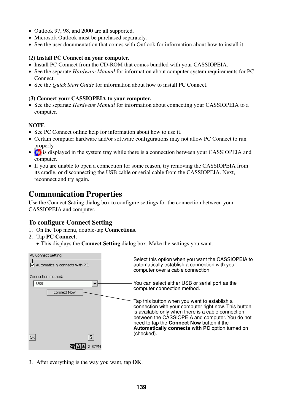 Communication properties | Casio BE-300 User Manual | Page 139 / 163