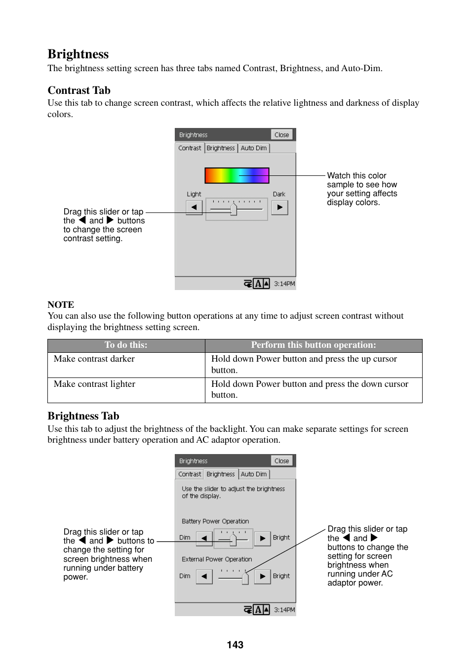 Brightness | Casio BE-300 User Manual | Page 143 / 163