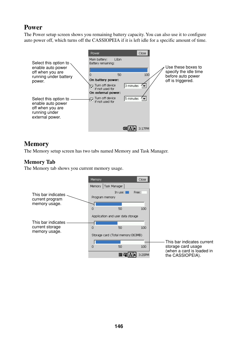 Power memory, Power | Casio BE-300 User Manual | Page 146 / 163