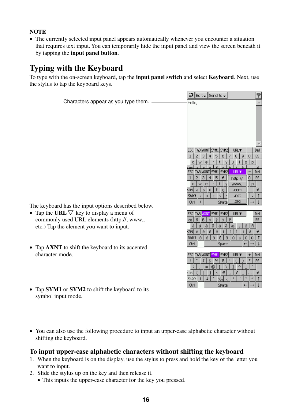 Typing with the keyboard | Casio BE-300 User Manual | Page 16 / 163