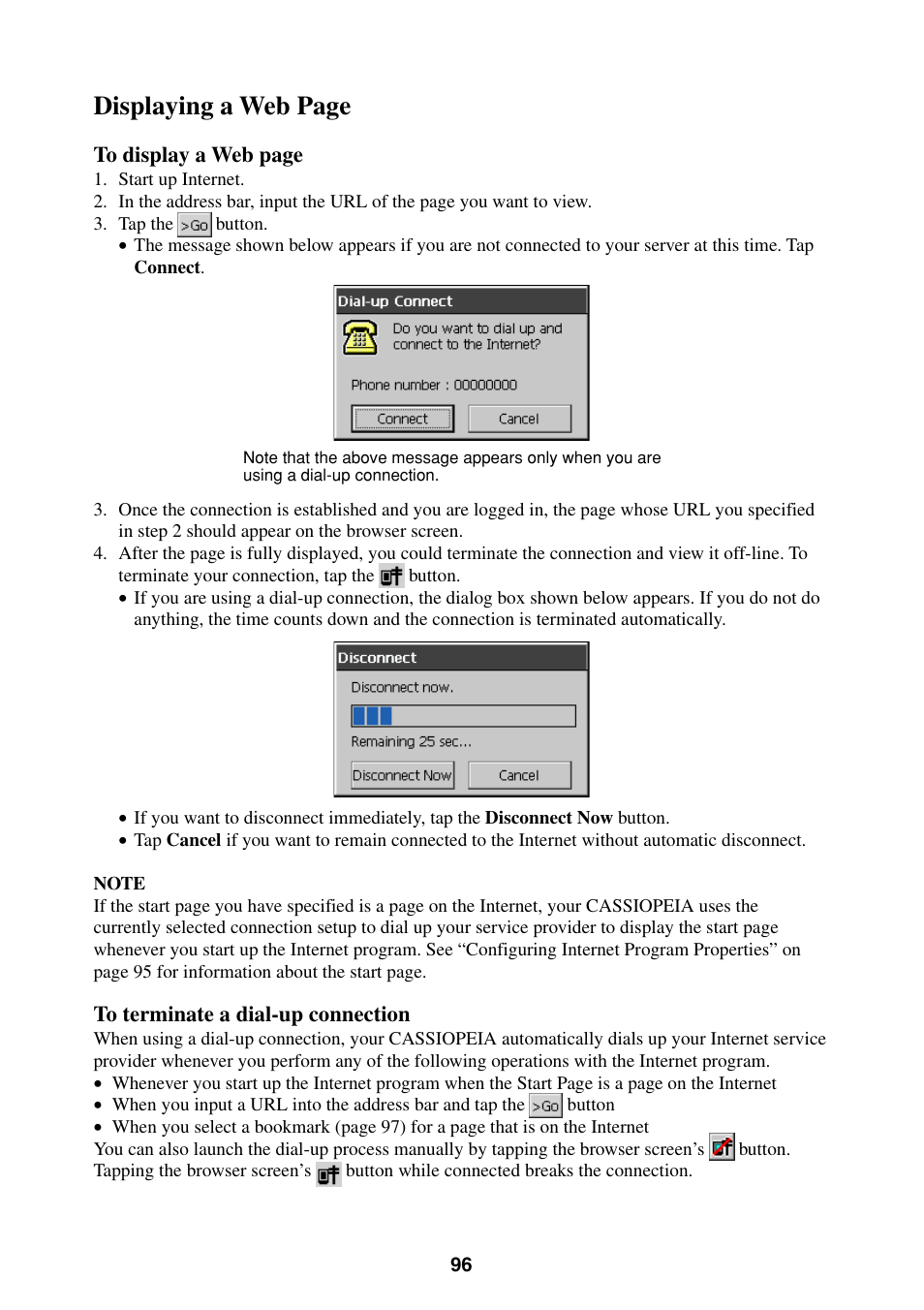 Displaying a web page | Casio BE-300 User Manual | Page 96 / 163