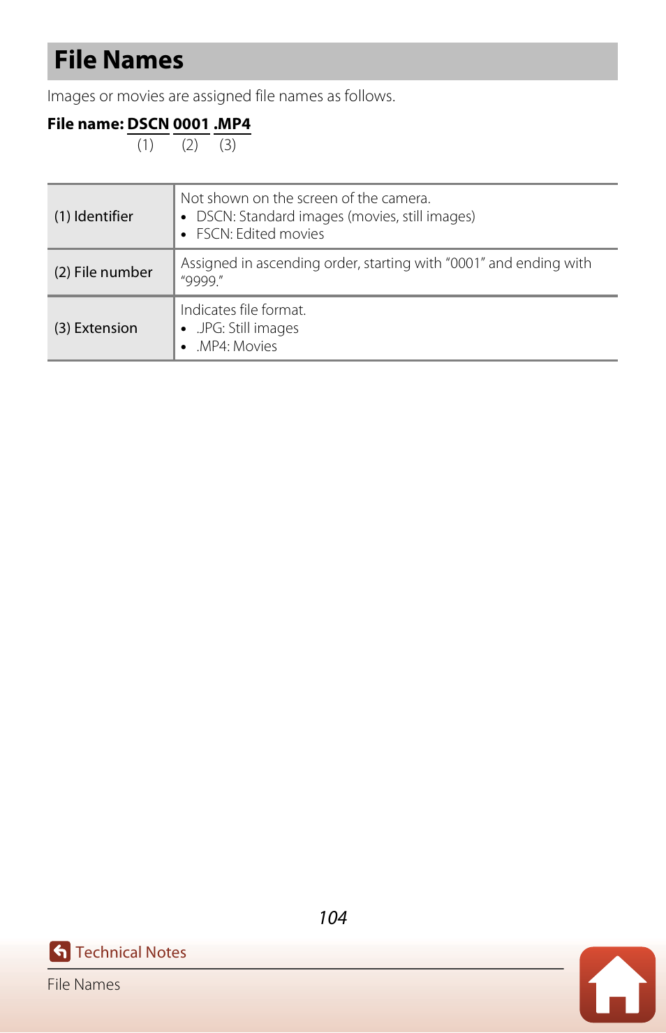 File names | Nikon KeyMission 170 User Manual | Page 123 / 137