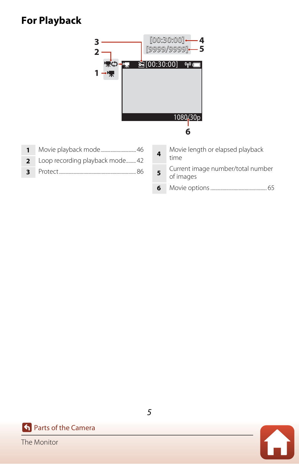 For playback | Nikon KeyMission 170 User Manual | Page 24 / 137