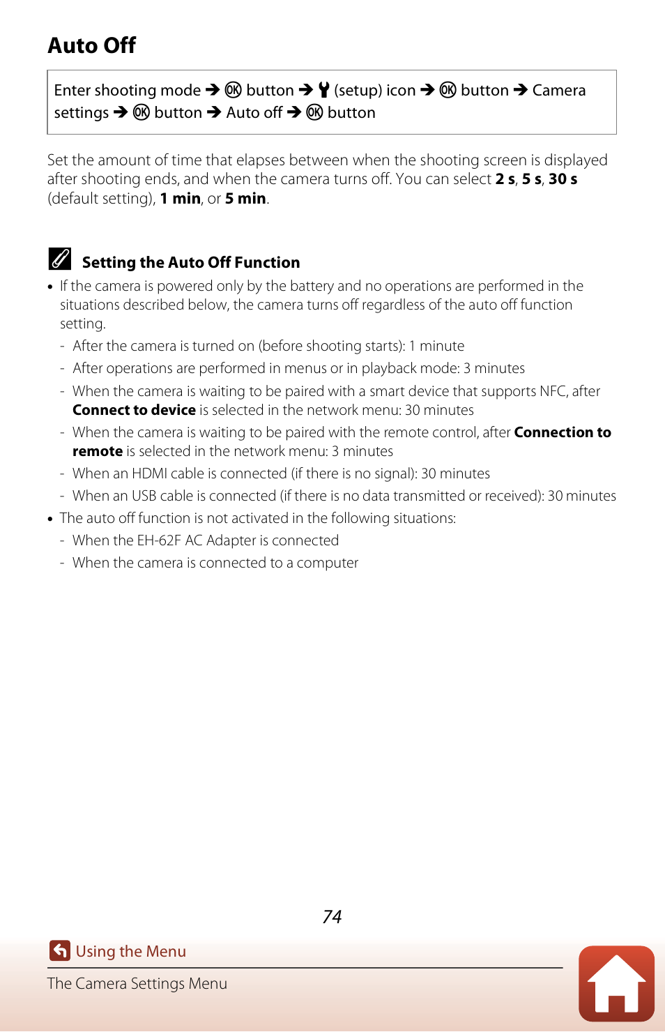Auto off | Nikon KeyMission 170 User Manual | Page 93 / 137