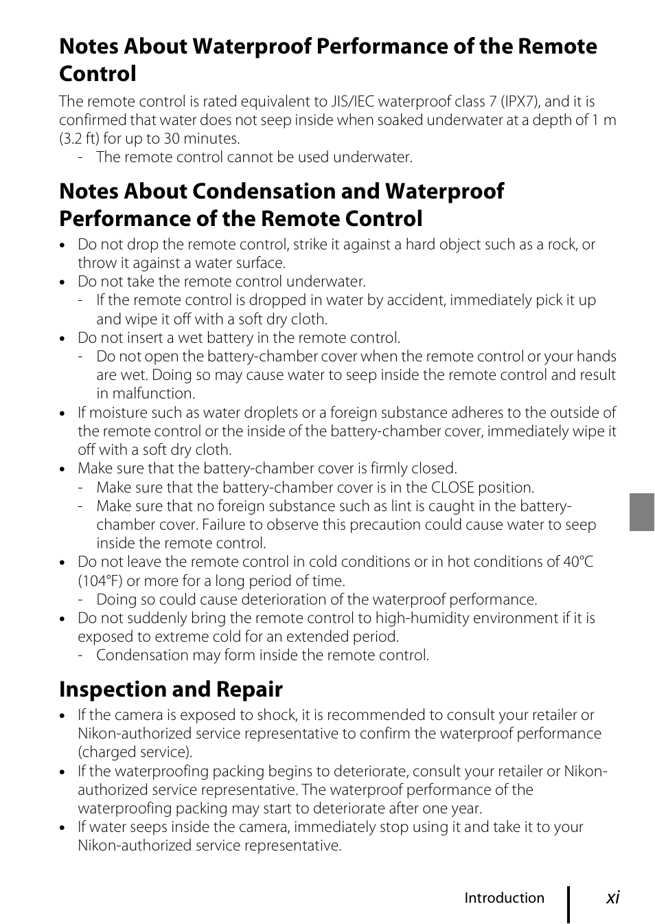 Inspection and repair | Nikon KeyMission 170 User Manual | Page 11 / 48