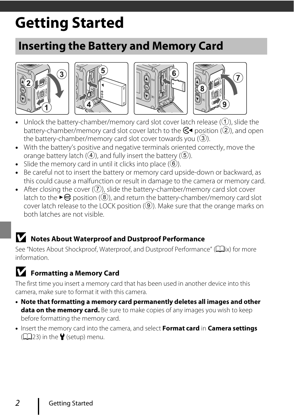Getting started | Nikon KeyMission 170 User Manual | Page 14 / 48