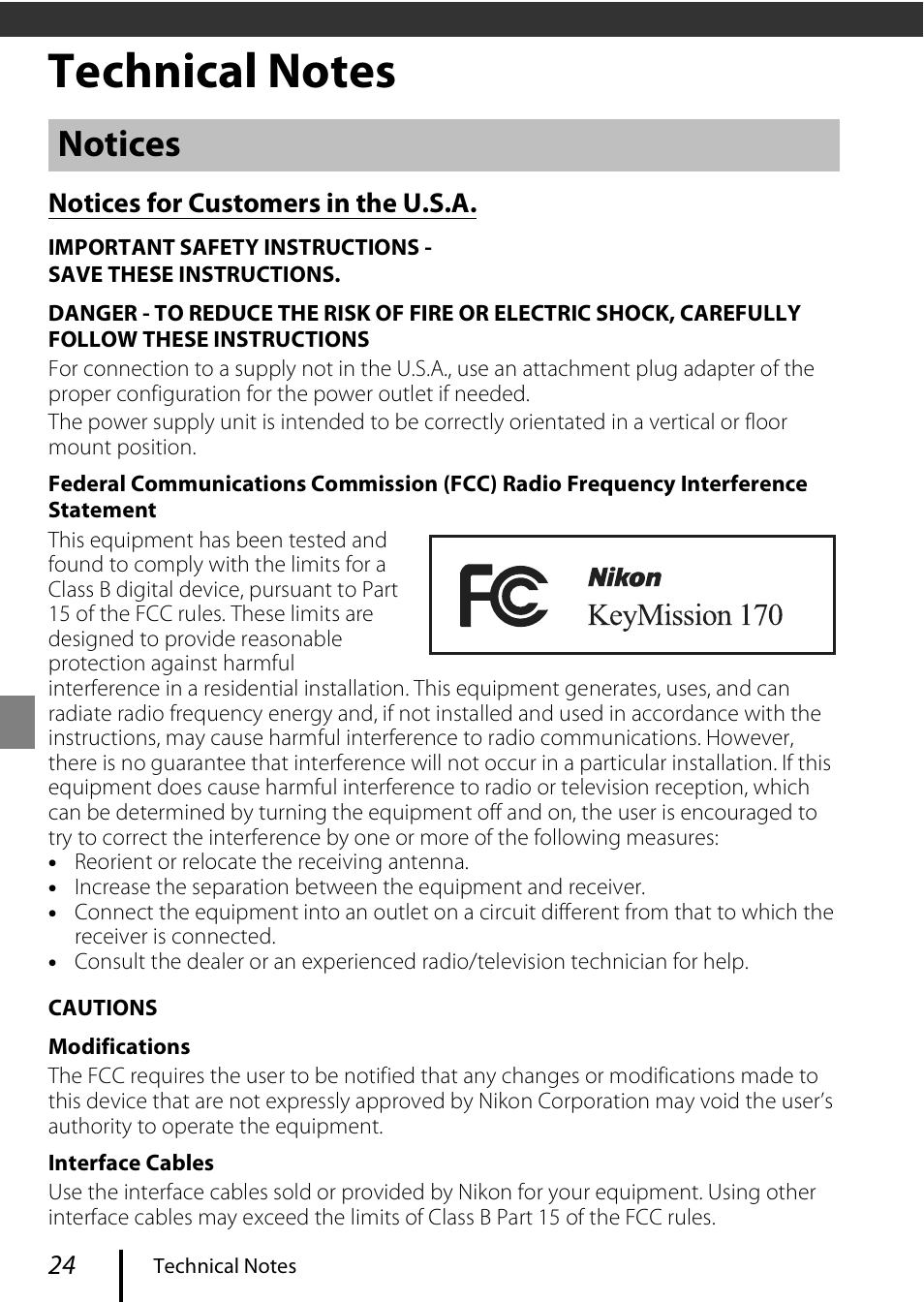 Technical notes, Notices | Nikon KeyMission 170 User Manual | Page 36 / 48