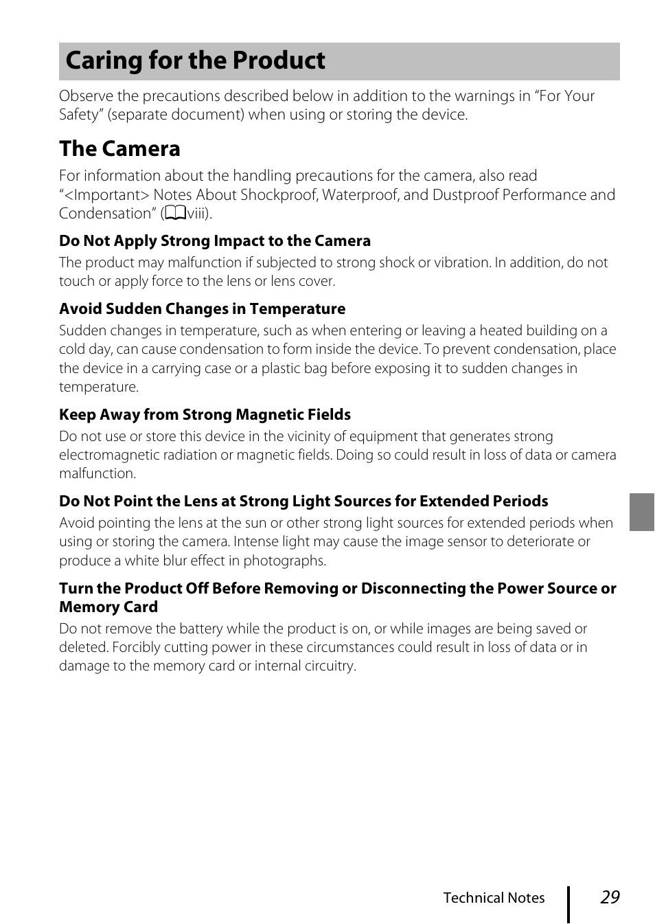 Caring for the product, The camera | Nikon KeyMission 170 User Manual | Page 41 / 48