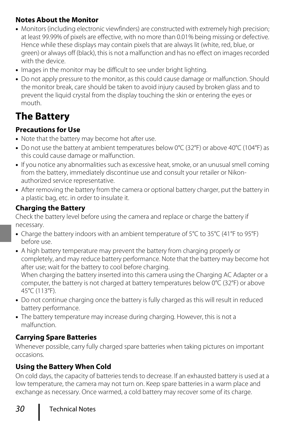 The battery | Nikon KeyMission 170 User Manual | Page 42 / 48