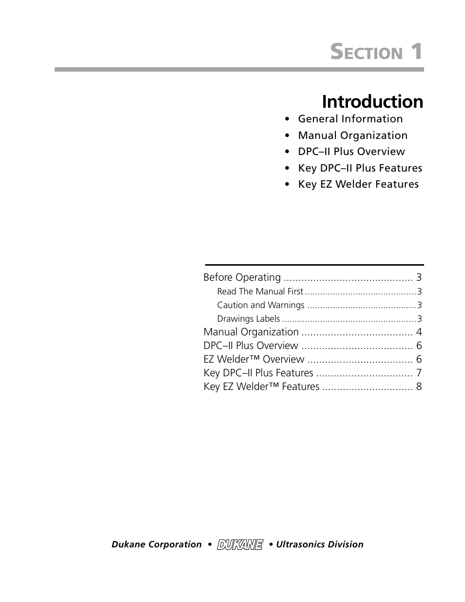 Introduction, Ection | Dukane DPC II Plus 9001:2000 User Manual | Page 11 / 190