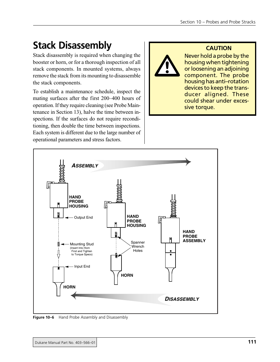 Stack disassembly | Dukane DPC II Plus 9001:2000 User Manual | Page 121 / 190