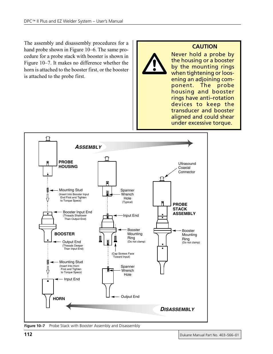 Caution | Dukane DPC II Plus 9001:2000 User Manual | Page 122 / 190