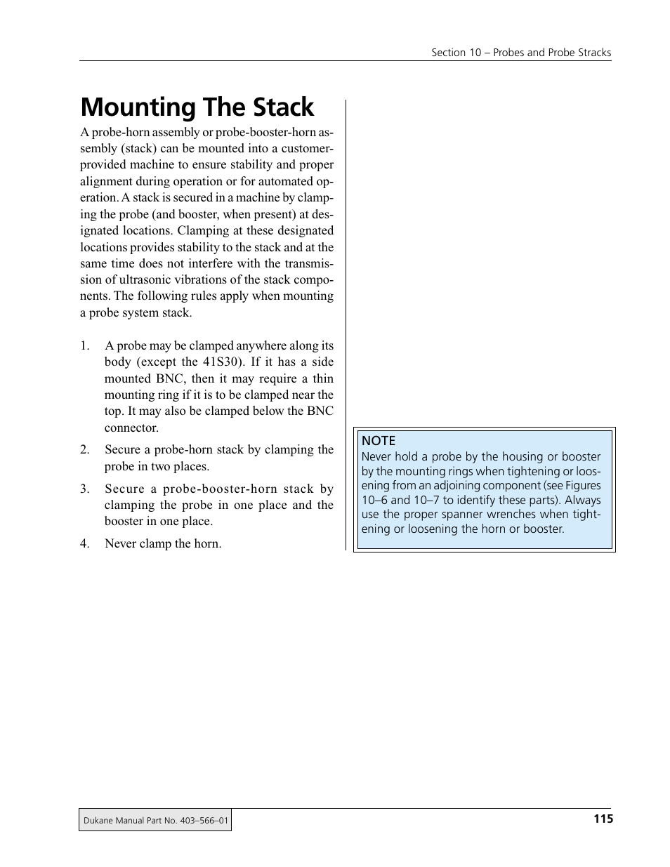 Mounting the stack | Dukane DPC II Plus 9001:2000 User Manual | Page 125 / 190