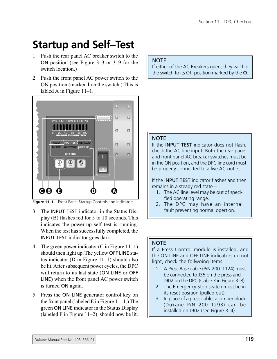 Startup and self–test, Ạấ ạ ả ả | Dukane DPC II Plus 9001:2000 User Manual | Page 129 / 190