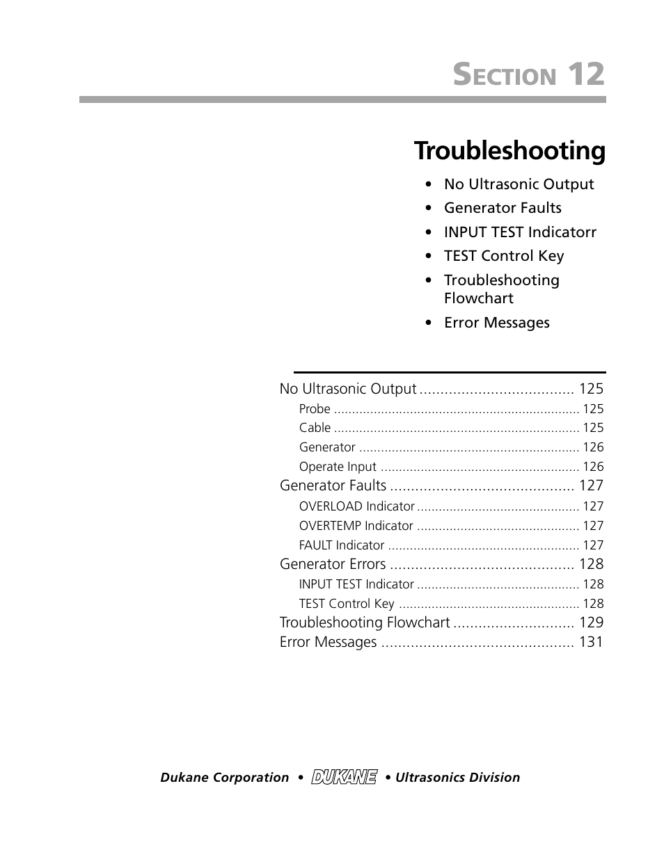 Troubleshooting, Ection | Dukane DPC II Plus 9001:2000 User Manual | Page 133 / 190