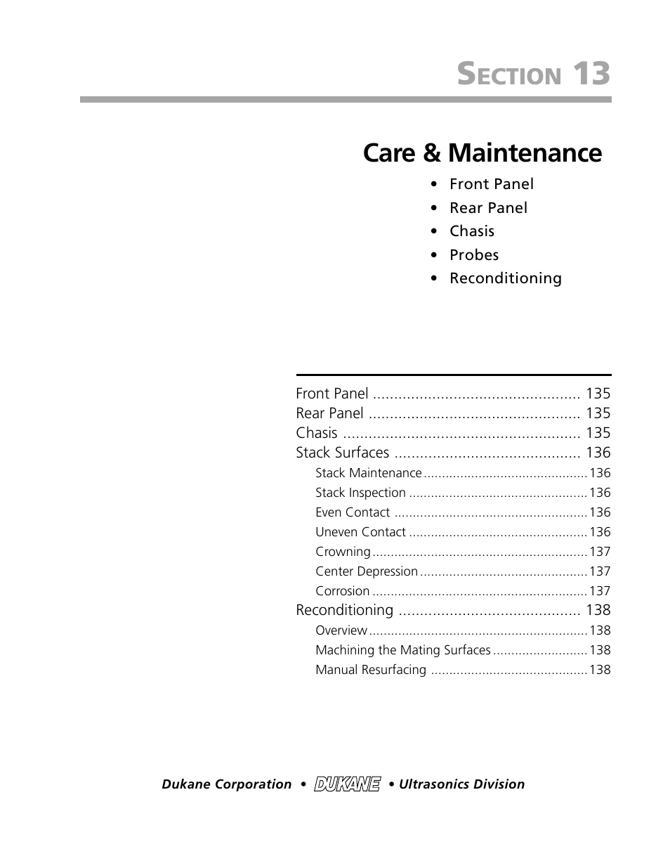 Care & maintenance, Ection | Dukane DPC II Plus 9001:2000 User Manual | Page 143 / 190